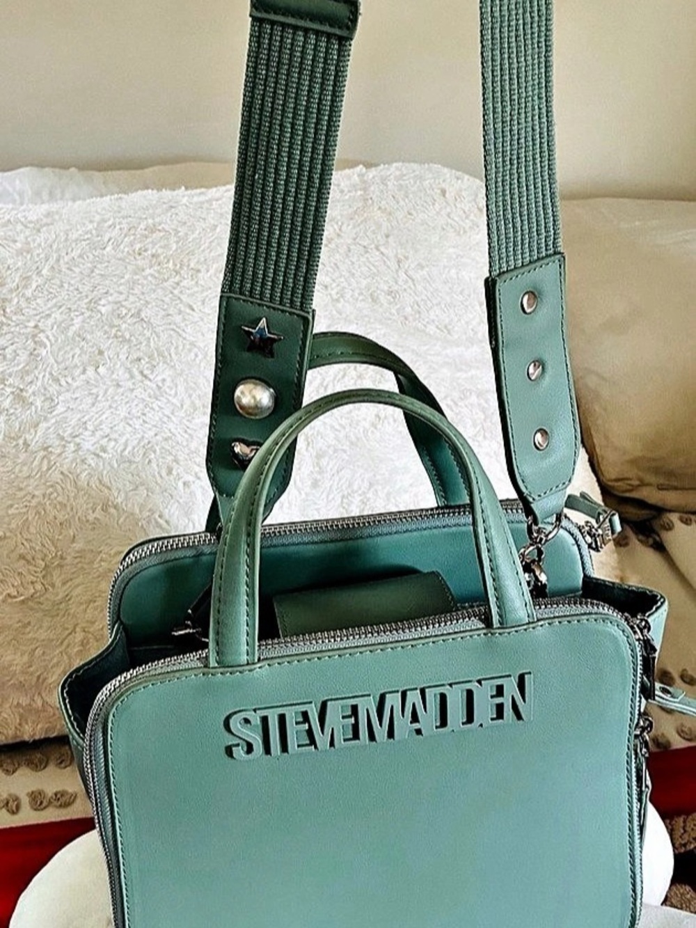 Steve Madden Bevelyn Satchel Structured Green